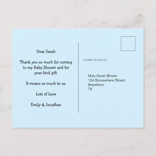 Schattigee Blue Elephant Adres Bericht Dank u Briefkaart (Achterkant)