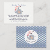 Schattigee Blue Elephant Baby shower Boek Aanvraag Informatiekaartje (Voorkant / Achterkant)