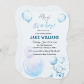 Schattigee Blue Elephant Baby shower Invitation Kaart (Voorkant / Achterkant)