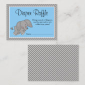 Schattigee Blue Elephant Baby shower Luier Raffle Informatiekaartje (Voorkant / Achterkant)