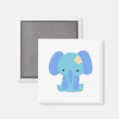 Schattigee Blue Elephant Square Magnet (Voorkant / Achterkant)