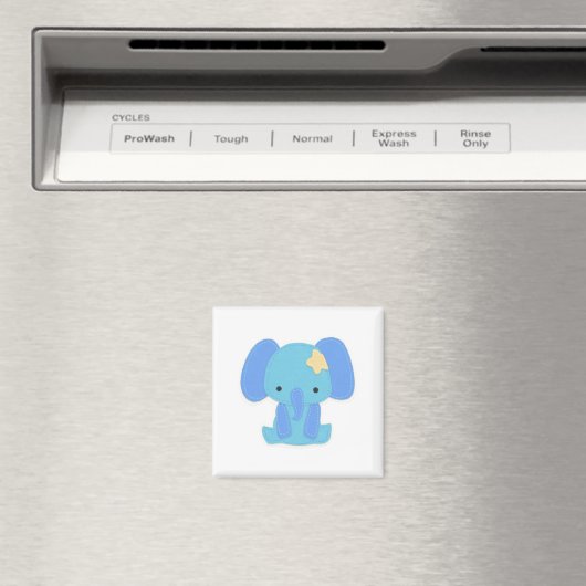 Schattigee Blue Elephant Square Magnet (Insitu (Vaatwasser))