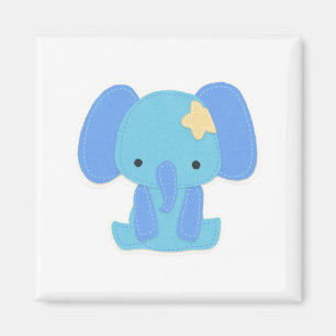 Schattigee Blue Elephant Square Magnet