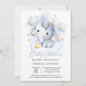 Schattigee Blue Elephant Stars Waterverf Kaart (Voorkant)