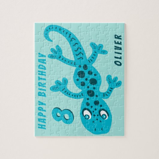 Schattigee Blue Gecko Hagedis Kids Verjaardag Jigs Legpuzzel (Verticaal)