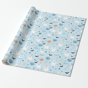 Schattigee Blue Ghost Halloween met gepersonalisee Cadeaupapier