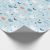 Schattigee Blue Ghost Halloween met gepersonalisee Cadeaupapier (Hoek)