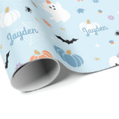 Schattigee Blue Ghost Halloween met gepersonalisee Cadeaupapier (Rol Hoek)