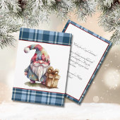 Schattigee Blue Gingham Plaid Familiefoto Kerst Feestdagenkaart