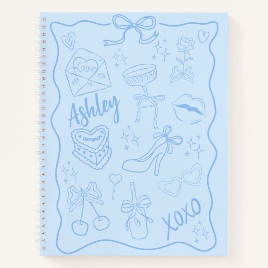 Schattigee Blue Girly Trendy Notitieboek (Voorkant)