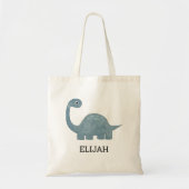 Schattigee Blue Grey Dinosaur Gepersonaliseerde Ki Tote Bag (Voorkant)