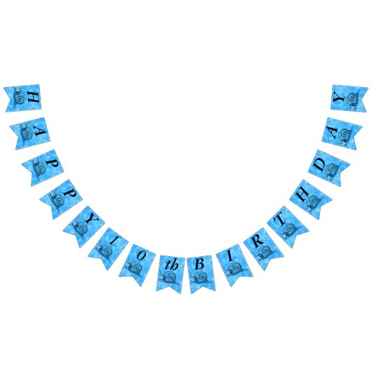 Schattigee Blue Happy Birthday Cartoon Smiling Sna Vlaggetjes (Alle)