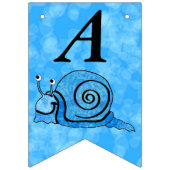 Schattigee Blue Happy Birthday Cartoon Smiling Sna Vlaggetjes (Tweede vlag)