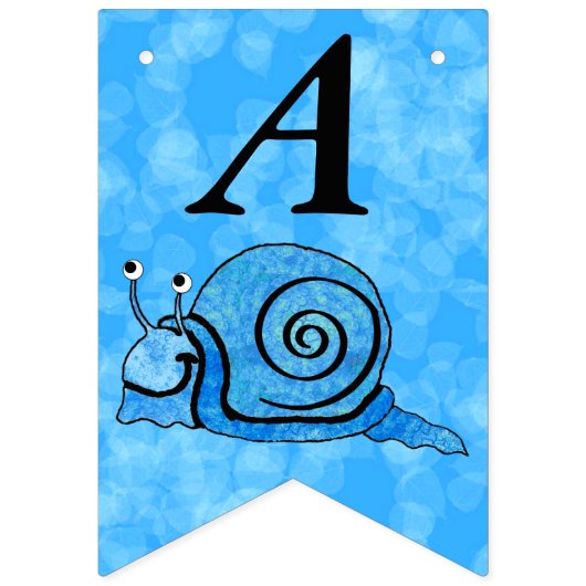 Schattigee Blue Happy Birthday Cartoon Smiling Sna Vlaggetjes (Tweede vlag)