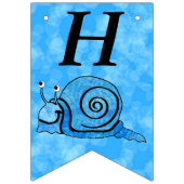 Schattigee Blue Happy Birthday Cartoon Smiling Sna Vlaggetjes (Eerste vlag)