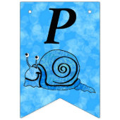 Schattigee Blue Happy Birthday Cartoon Smiling Sna Vlaggetjes (Derde vlag)