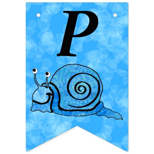 Schattigee Blue Happy Birthday Cartoon Smiling Sna Vlaggetjes (Derde vlag)