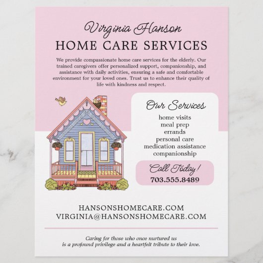 Schattigee Blue House Caregiver Caretaker Services Flyer (Voorkant)