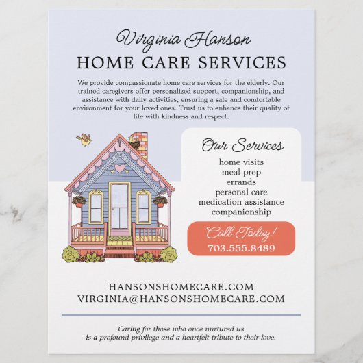 Schattigee Blue House Caregiver Services Flyer (Voorkant)