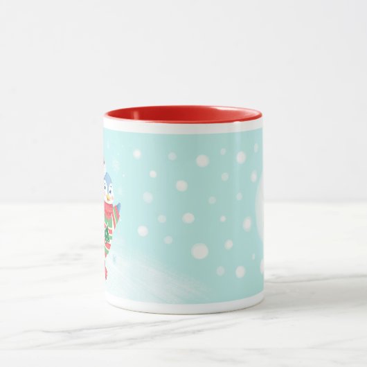 Schattigee Blue Ice Skating Penguin Mok (Midden)