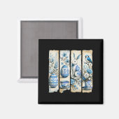 Schattigee Blue Jay Easter Bunny Eggs Flowers Ripp Magneet (Voorkant / Achterkant)