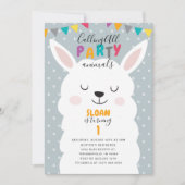 Schattigee Blue Lama Fun Fiesta Verjaardagsfeest Kaart (Voorkant)