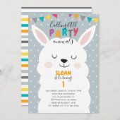 Schattigee Blue Lama Fun Fiesta Verjaardagsfeest Kaart (Voorkant / Achterkant)