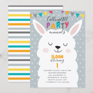 Schattigee Blue Lama Fun Fiesta Verjaardagsfeest Kaart