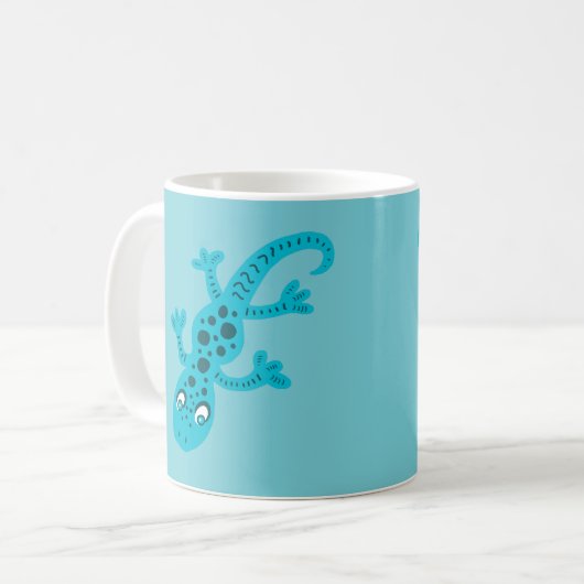 Schattigee Blue Lizard Gecko Mok voor kinderen (Voorkant links)