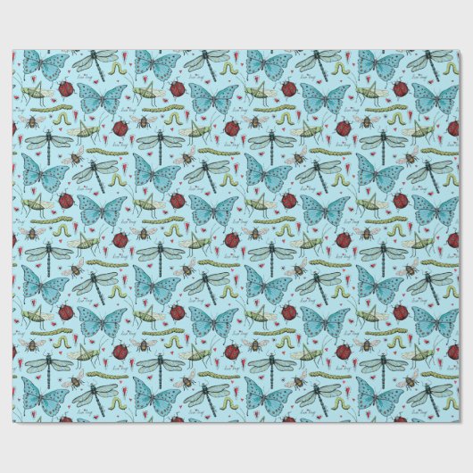 Schattigee Blue Love Bug Insecten voor Bug Lovers Cadeaupapier (Vlak)