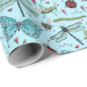 Schattigee Blue Love Bug Insecten voor Bug Lovers Cadeaupapier (Rol Hoek)