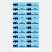 Schattigee Blue Monster Truck cartoon gepersonalis Labels (Vel)