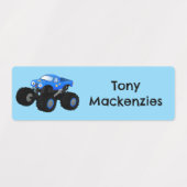 Schattigee Blue Monster Truck cartoon gepersonalis Labels (Design 2)