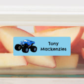 Schattigee Blue Monster Truck cartoon gepersonalis Labels (Aangebracht)