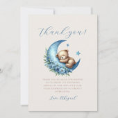 Schattigee Blue Moon Teddy Bear Baby shower Dank u Kaart (Voorkant)