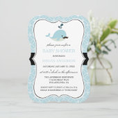 Schattigee Blue Mustache Whale Boy Baby shower Uit Kaart (Staand voorkant)