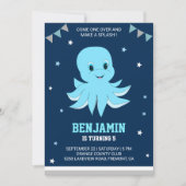 Schattigee Blue Octopus Kids Verjaardagsfeestje Ui Kaart (Voorkant)