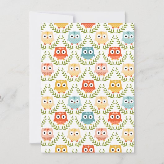 Schattigee Blue Owl-feestuitnodiging Kaart (Achterkant)