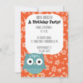 Schattigee Blue Owl-feestuitnodiging Kaart (Voorkant)