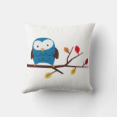 Schattigee Blue Owl Geboorteaankondiging Kussen (Achterkant)