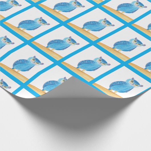 Schattigee Blue Owl Gift Wrap Paper Cadeaupapier (Hoek)