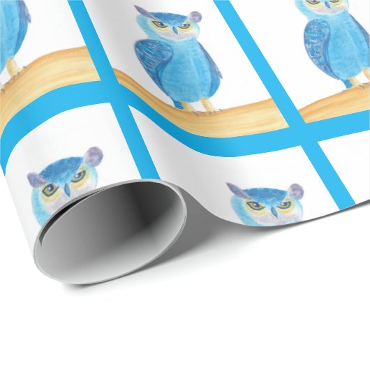 Schattigee Blue Owl Gift Wrap Paper Cadeaupapier (Rol Hoek)