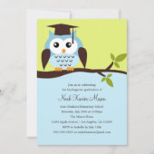 Schattigee Blue Owl Graduation Party Invitation Kaart (Voorkant)
