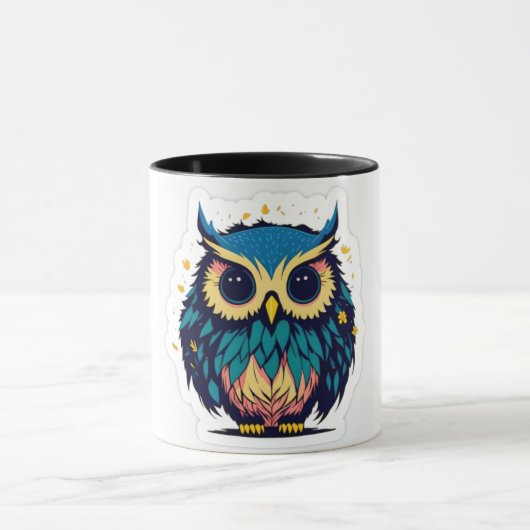 Schattigee Blue Owl Two tone Coffee mok (Midden)
