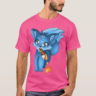 Schattigee Blue Paint Fox's Animals T-shirt