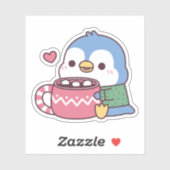 Schattigee Blue Penguin houdt van warme cacao met Sticker (Vel)