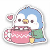Schattigee Blue Penguin houdt van warme cacao met  Sticker (Voorkant)