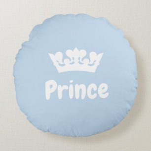 Schattigee Blue Prince Crown Boy Nursery Rond Kussen