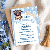 Schattigee Blue Pug Doggie Verjaardag Paw-ty Kaart
