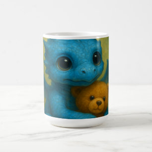 Schattigee Blue Puppy Eyed Baby Dragon met Teddy B Magische Mok